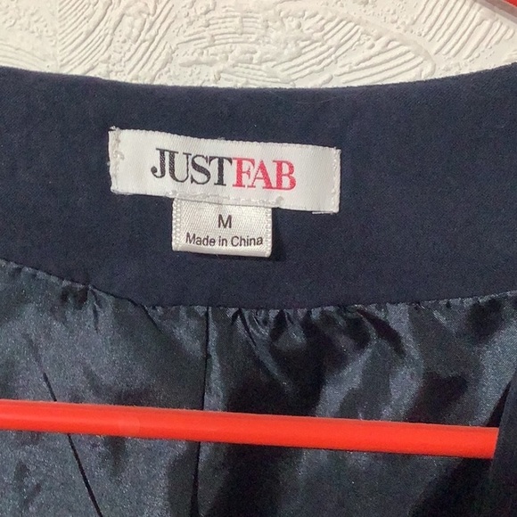 JustFab - Sz M - lightweight faux suede Navy Fringe Jacket with side pockets - Picture 6 of 9